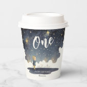 Gobelets En Papier Cute Celestial Anniversaire Étoiles Aquarelle Garç (Recto)