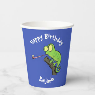Gobelets En Papier Cute chameleon attraper un dessin animé