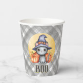 Gobelets En Papier Cute chat noir BOO Halloween (Verso)
