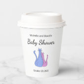 Gobelets En Papier Cute Chat Twins Baby shower bleu rose (Recto)
