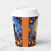 Gobelets En Papier Cute chaton noir, jack-o-lanterne et lune (Gauche)