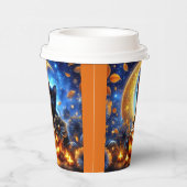 Gobelets En Papier Cute chaton noir, jack-o-lanterne et lune (Droite)