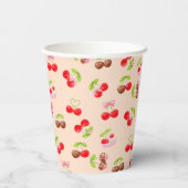 Gobelets En Papier Cute Cherry Dessert Pattern Sweet Party Aesthetic (Verso)