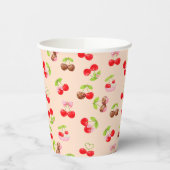 Gobelets En Papier Cute Cherry Dessert Pattern Sweet Party Aesthetic (Gauche)