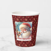Gobelets En Papier Cute Classic Santa and Rudolph Holiday Paper Cups (Recto)