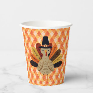Gobelets En Papier Cute, classique/vintage Thanksgiving Turquie