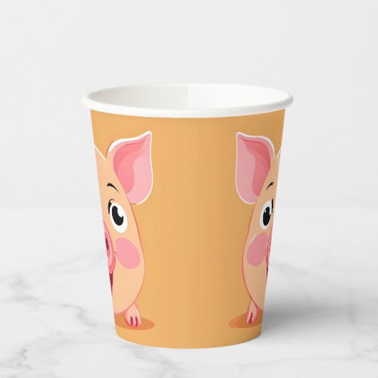 Gobelets En Papier Cute Cochon Visage animal ferme zoo fête d'anniver (Gauche)