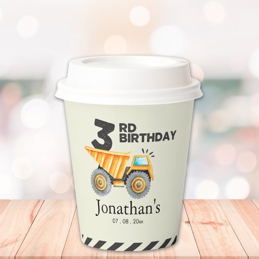 Gobelets En Papier Cute Construction Birthday Boy Party 3th Years