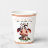 Gobelets En Papier Cute Cow Farm Animaux 2e fête d'anniversaire (Verso)