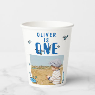 Gobelets En Papier Cute Crab Sea Animaux Shell Boy Photo 1er Annivers