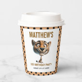 Gobelets En Papier Cute Crazy Cheetah Farm Theme 1st Birthday (Verso)