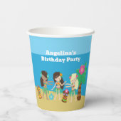 Gobelets En Papier Cute Custom Luau Beach Hula Girls Anniversaire (Verso)