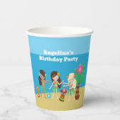 Gobelets En Papier Cute Custom Luau Beach Hula Girls Anniversaire (Recto)