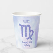 Gobelets En Papier Cute Custom Virgo Purple Astrologie Anniversaire (Verso)