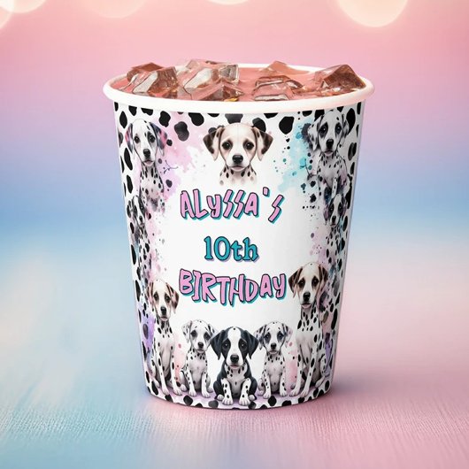 Gobelets En Papier Cute Dalmatie Pastel Coupes d'Anniversaire