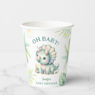 Gobelets En Papier Cute Dino Jungle Triceratops Dinosaur Baby shower
