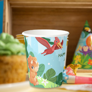 Gobelets En Papier Cute Dinosaur 1er anniversaire Dino Party