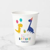 Gobelets En Papier Cute Dinosaur Anniversaire couleur Whimsical (Verso)