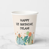 Gobelets En Papier Cute Dinosaur Stomp Chomp Boire Anniversaire (Verso)