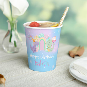 Gobelets En Papier Cute Dinosaur Unicorn Rainbow ballon Anniversaire