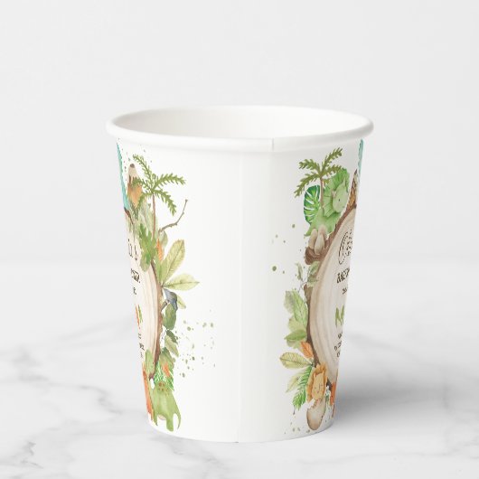 Gobelets En Papier Cute Dinosaures Garçon Baby shower Verdure (Droite)