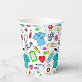 Gobelets En Papier Cute Doctor Nurse Médicale Fournitures Motif (Gauche)