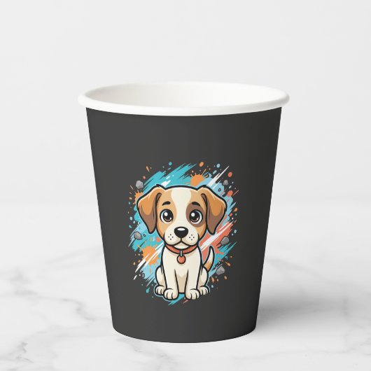 Gobelets En Papier Cute Dog Paint Splash Vector Art_1 (Recto)