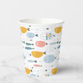 Gobelets En Papier Cute Doodle École de Motif de poisson (Gauche)
