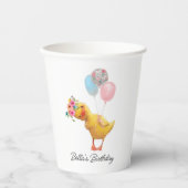 Gobelets En Papier Cute Duck Floral Couronne 1er anniversaire (Recto)