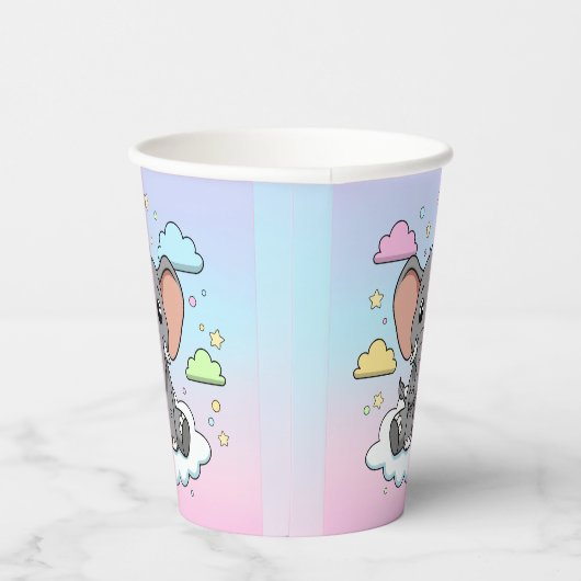 Gobelets En Papier Cute Elephant on Cloud - I'm Ele-Fun-t Pun (Droite)