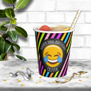 Gobelets En Papier Cute Emoji Girl's Birthday Party tasses de papier
