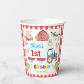 Gobelets En Papier Cute Farm Animaux Barnyard 1er 2e 3e anniversaire (Verso)