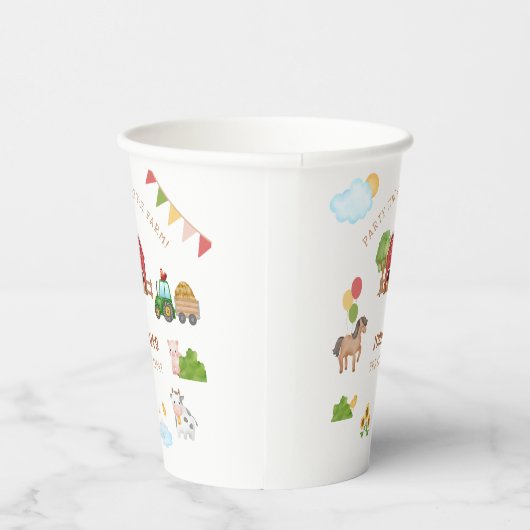 Gobelets En Papier Cute Farm Animaux Red Grange Tracteur Anniversaire (Droite)