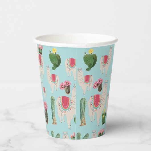Gobelets En Papier Cute Fiesta Llama & Cactus Motif (Droite)
