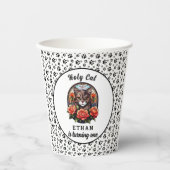 Gobelets En Papier Cute Fille Chat Premier Anniversaire (Recto)