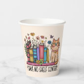 Gobelets En Papier Cute Floral Livres et Chat (Verso)