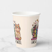 Gobelets En Papier Cute Floral Livres et Chat (Droite)