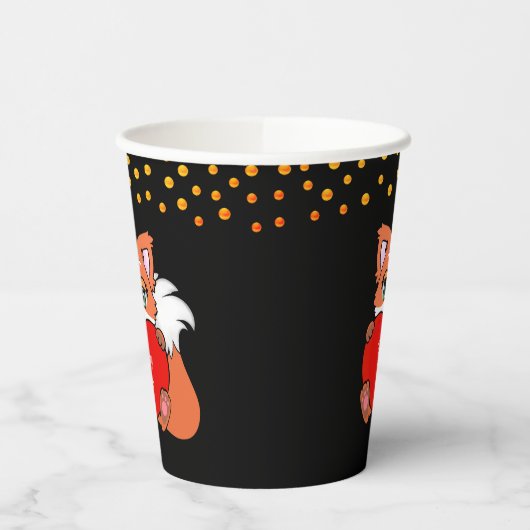 Gobelets En Papier Cute Fox & Golden Confetti en noir (Gauche)