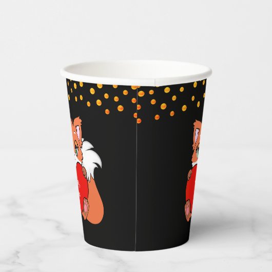 Gobelets En Papier Cute Fox & Golden Confetti en noir (Droite)
