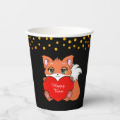Gobelets En Papier Cute Fox & Golden Confetti en noir (Recto)