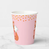 Gobelets En Papier Cute Fox & Golden Confetti en rose (Gauche)
