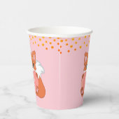 Gobelets En Papier Cute Fox & Golden Confetti en rose (Droite)