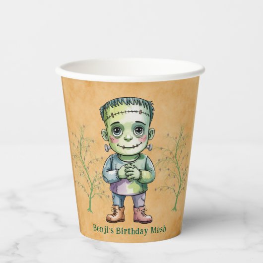Gobelets En Papier Cute Frankenstein Halloween Anniversaire (Recto)