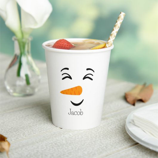 Gobelets En Papier Cute Frosty le Snowman visage souriant (Insitu)