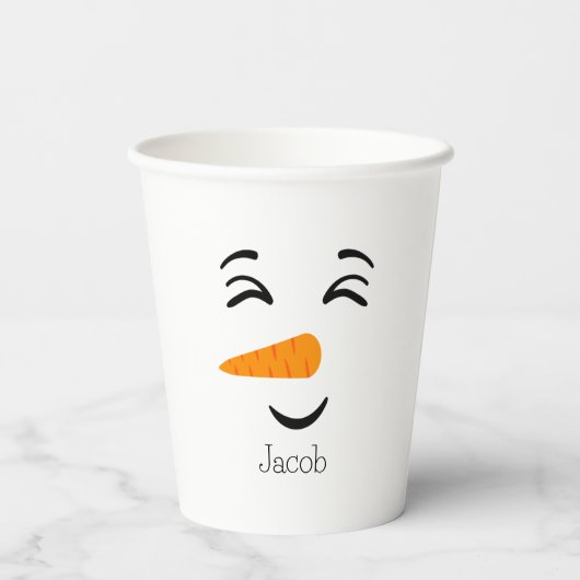 Gobelets En Papier Cute Frosty le Snowman visage souriant (Verso)