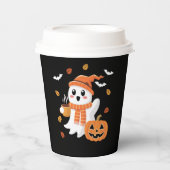 Gobelets En Papier Cute Ghost Boire Café de glace Halloween (Recto)