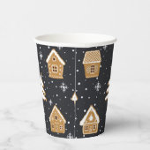 Gobelets En Papier Cute Gingerbread Village Fir Trees Bleu Noël (Droite)