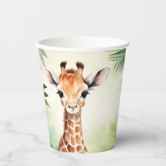 Gobelets En Papier Cute Giraffe Jungle Baby Shower Party Beautiful (Recto)