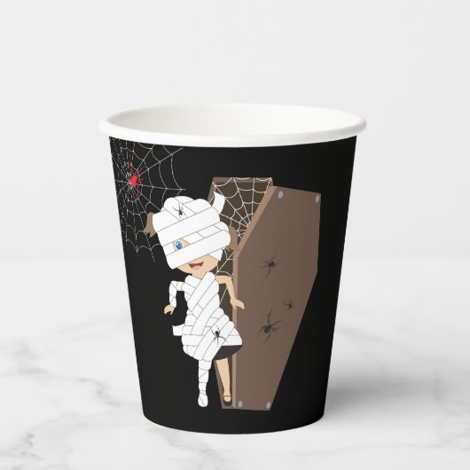Gobelets En Papier Cute Girl Mummy Coffin Halloween fête d'anniversai (Recto)