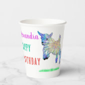 Gobelets En Papier Cute Goat Farm Animal ajouter Nom Anniversaire Fêt (Verso)